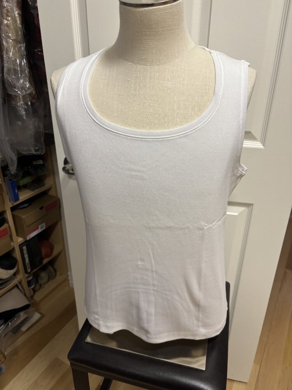 Cream ribbed knit tank
